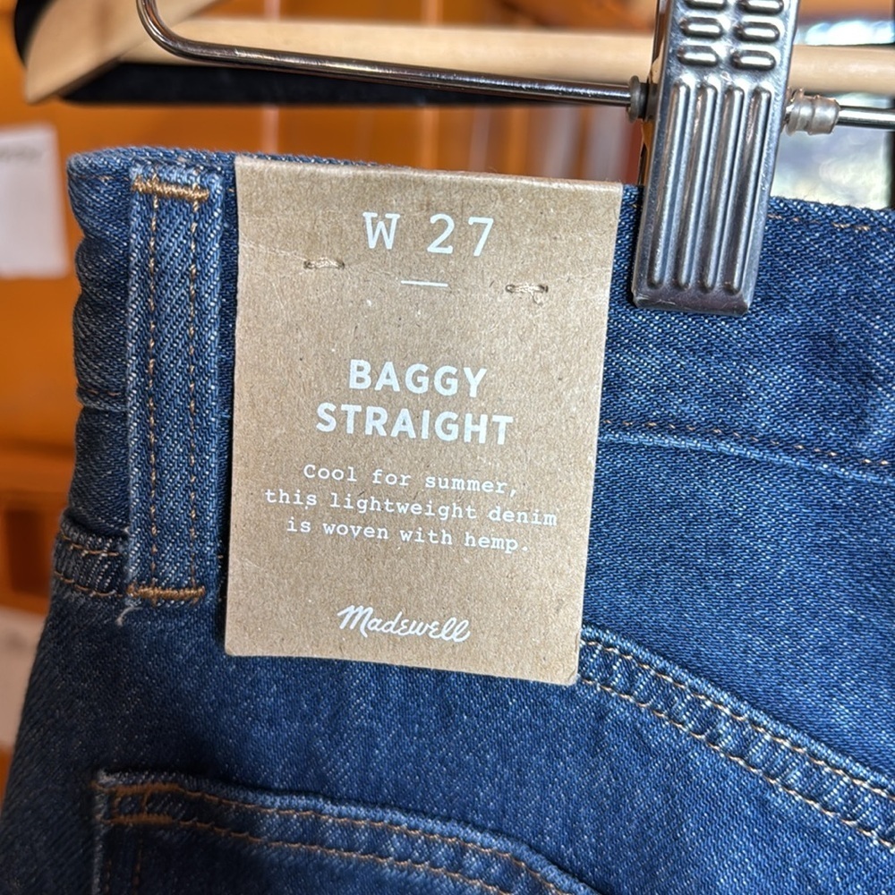 NWT Madewell Baggy Straight Jeans in Dark Worn Indigo Wash Size 27 - Picture 8 of 15
